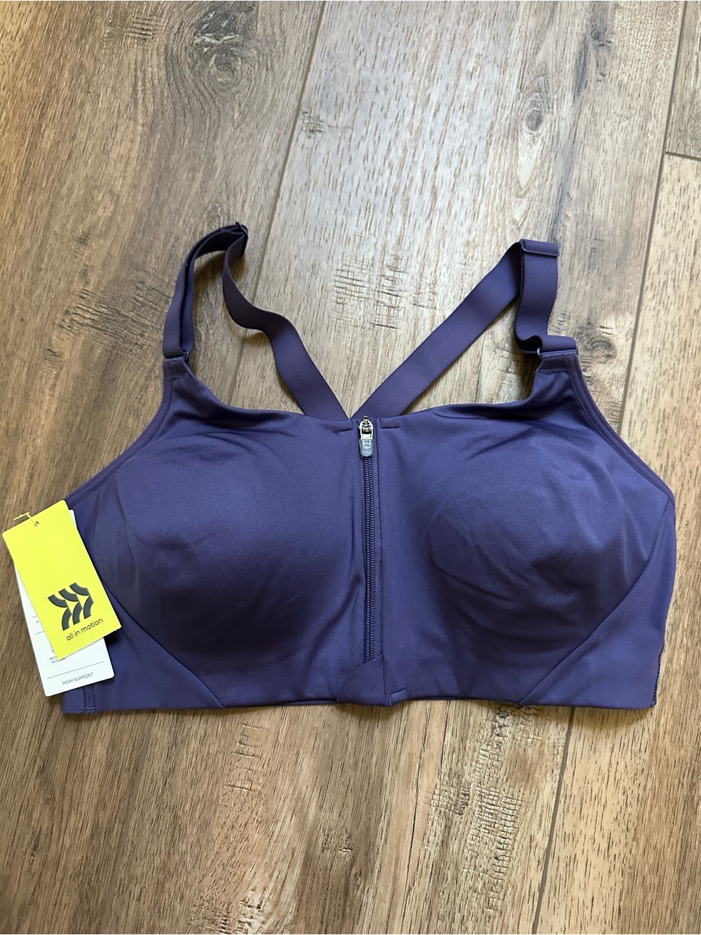 All in Motion Sports Bra, NWT, Zip Up, Purple, Stretch, Running, Athleisure, 38B